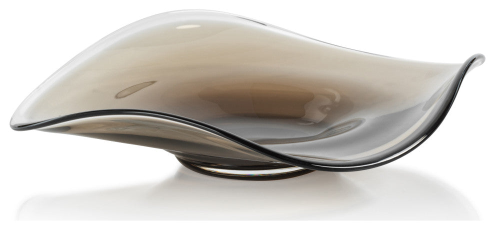 Vellerti Taupe Wave Glass Bowl, Small