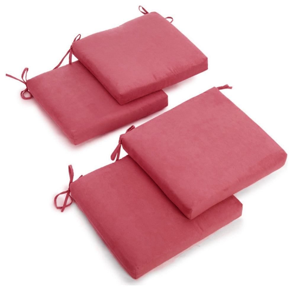 20"X19" Solid Microsuede Chair Cushions, Set of 4, Bery Berry