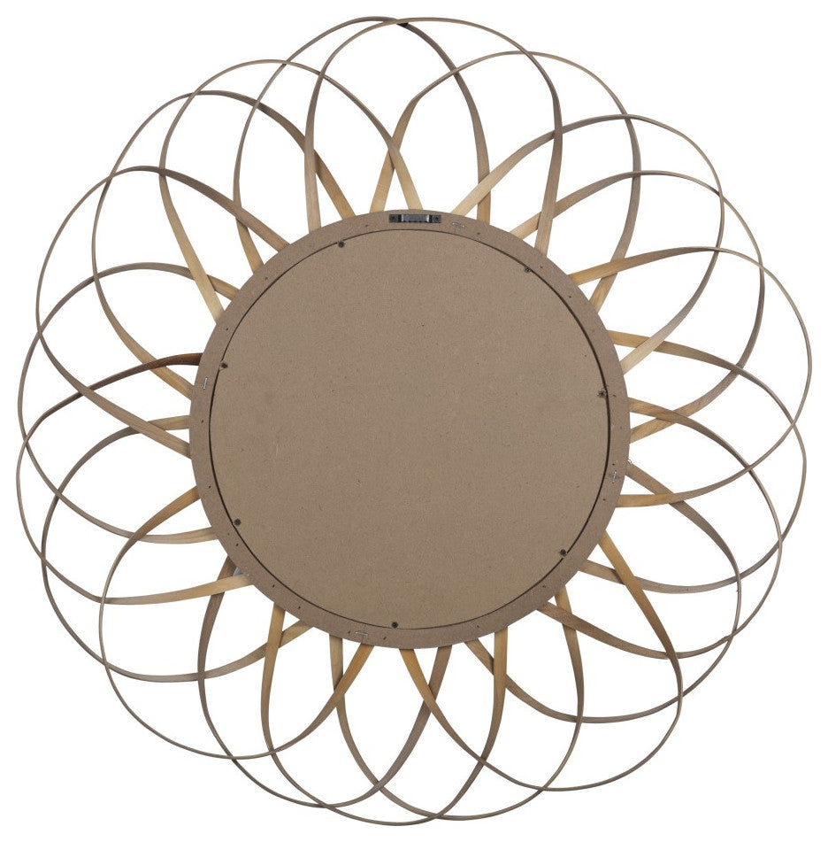 Wooden Flower Shaped Round Wall Mirror