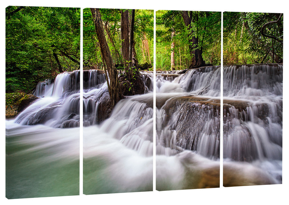 "Waterfall Huai Mae Kamin" Landscape Canvas Print, 4 Panels, 48"x28"
