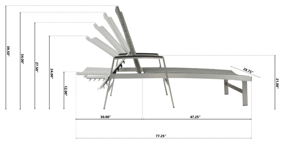 GDF Studio Joy Outdoor Wicker and Aluminum Chaise Lounges, Set of 2
