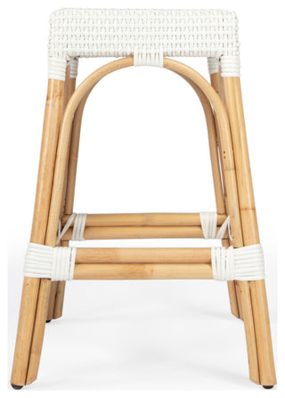Robias Rectangular Rattan 24.5" Counter Stool, White