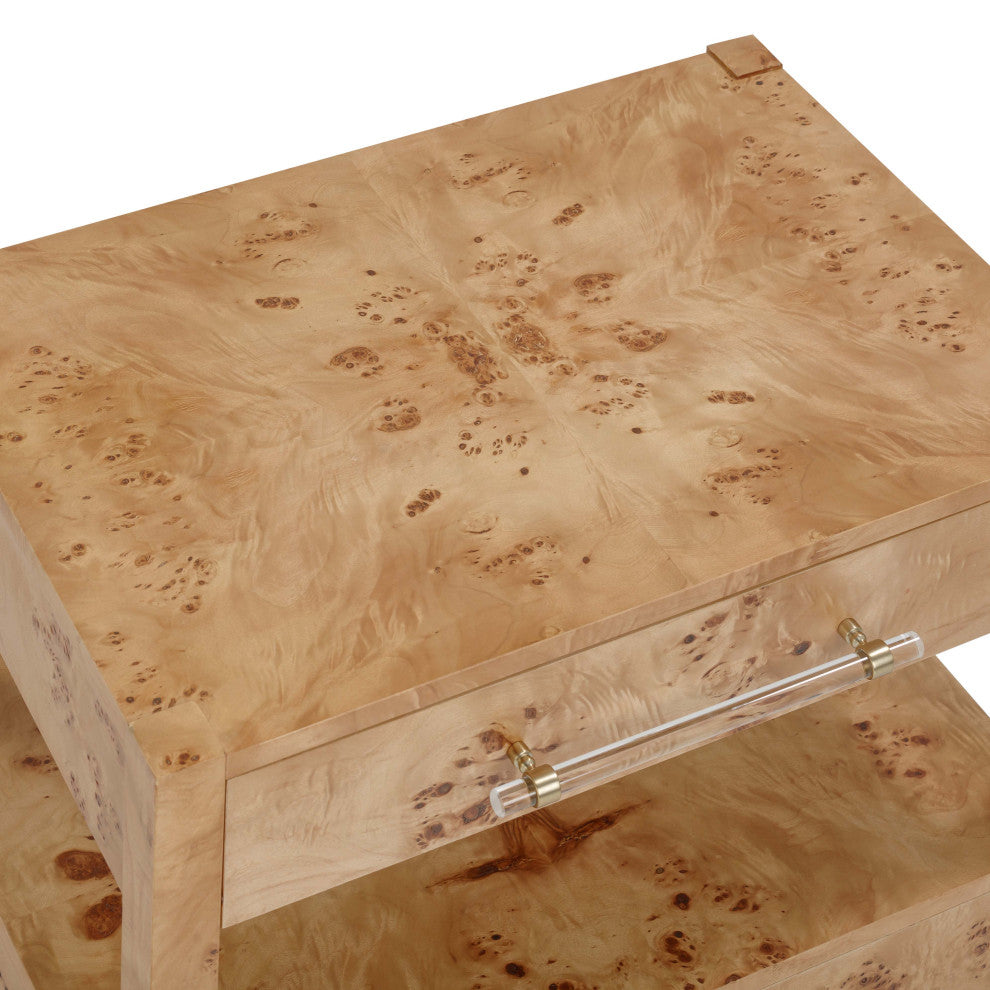 Brandyss Nightstand, Honey Burl