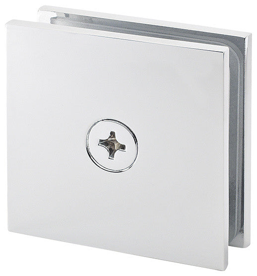 Square Wall Mount Glass Clamp, Polished Chrome