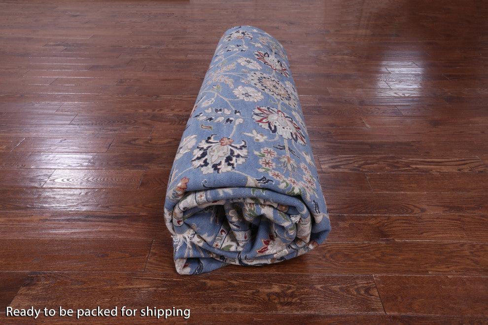 12' Square Wool and Silk Persian Nain Hand-Knotted Rug Q9351