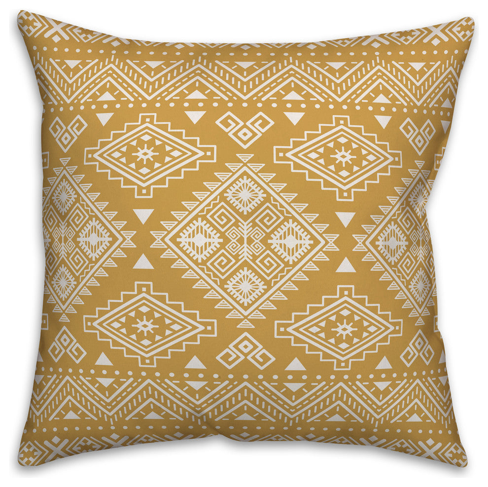 Mustard Tribal 20x20 Throw Pillow