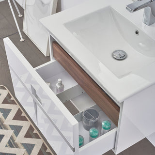 Mino White Wall Mounted Modern Single Bathroom Vanity, 40", Vanity, Sink