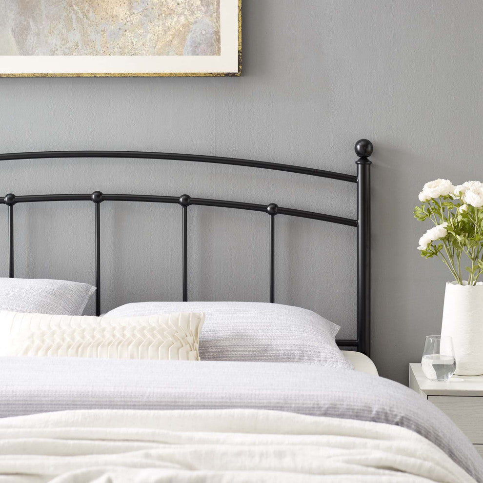 Headboard, Queen Size, Metal, Black, Modern Farmhouse, Bedroom Master Suite