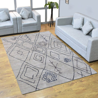 HAND KNOTTED LOOM SILK AREA RUGS-5'x8',Rectangle,Beige Brown,Contemporary