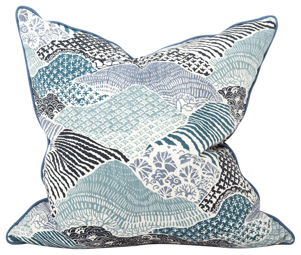 Howard Elliott Madcap Cottage Windsor Park Ocean 24" x 24" Pillow, Down Insert