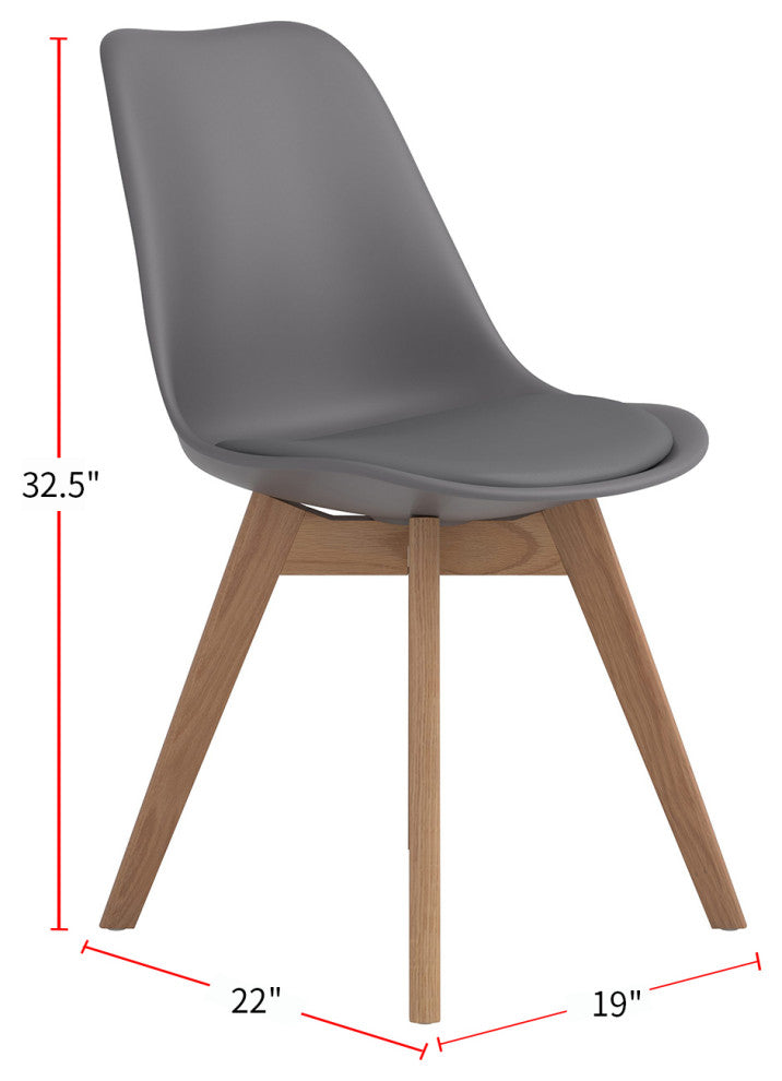 Set of 2 Wood Dining Side Chairs, Gray