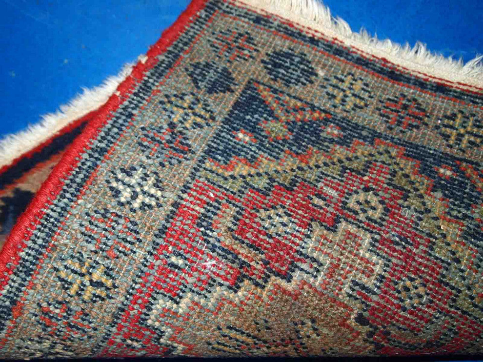 Handmade vintage Persian Hamadan rug 1.4' x 1.9' (42cm x 60cm) 1970s
