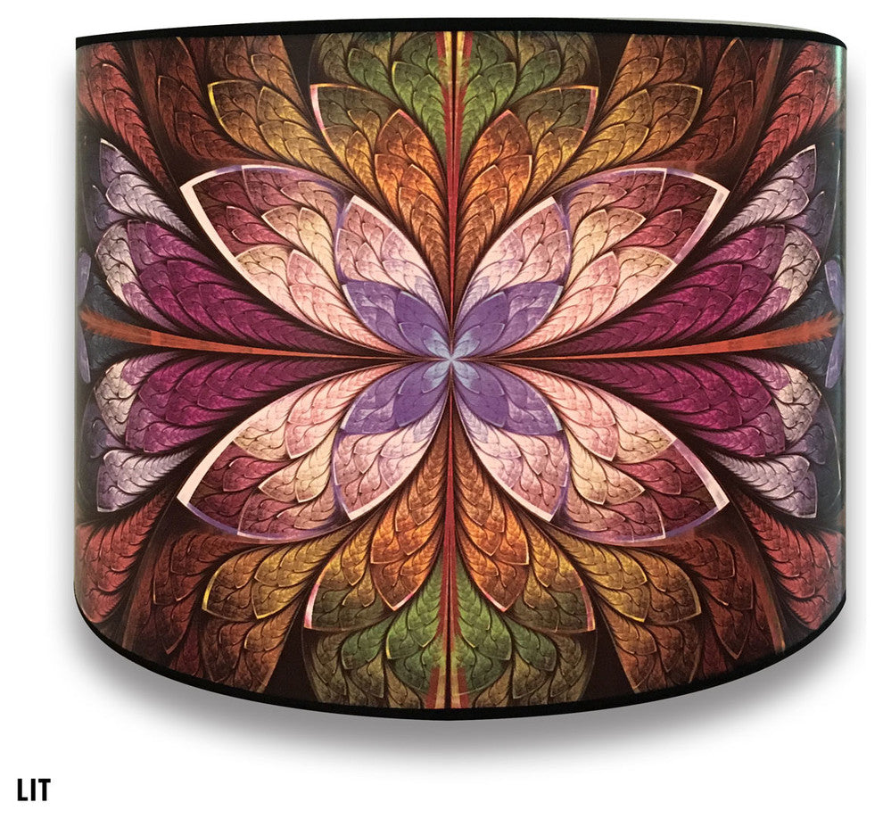 Decorative Handmade Lamp Shade, Purple Flower Design , 10"x10"x8