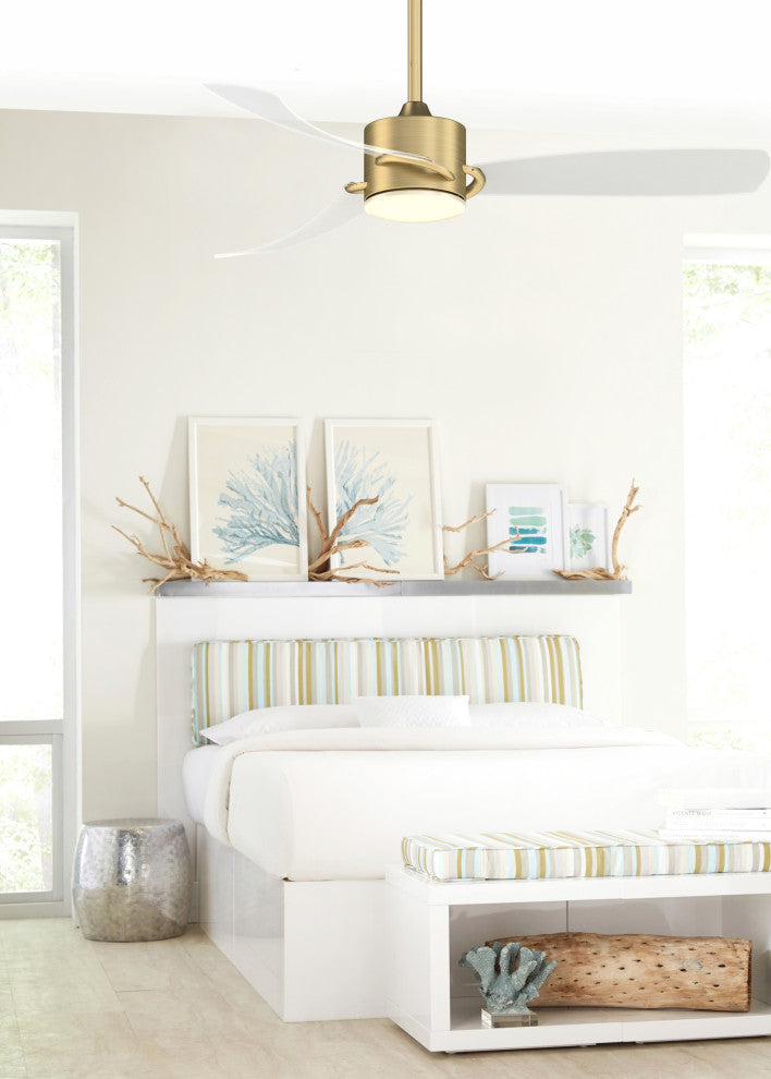 SculptAire, 52" Brushed Satin Brass With Clear Blades and LED Light