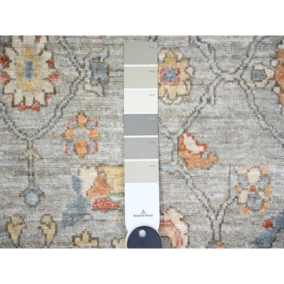 Cadet Gray Finer Peshawar All Over Mahal Design Wool Hand Knotted Rug 4'3"x6'