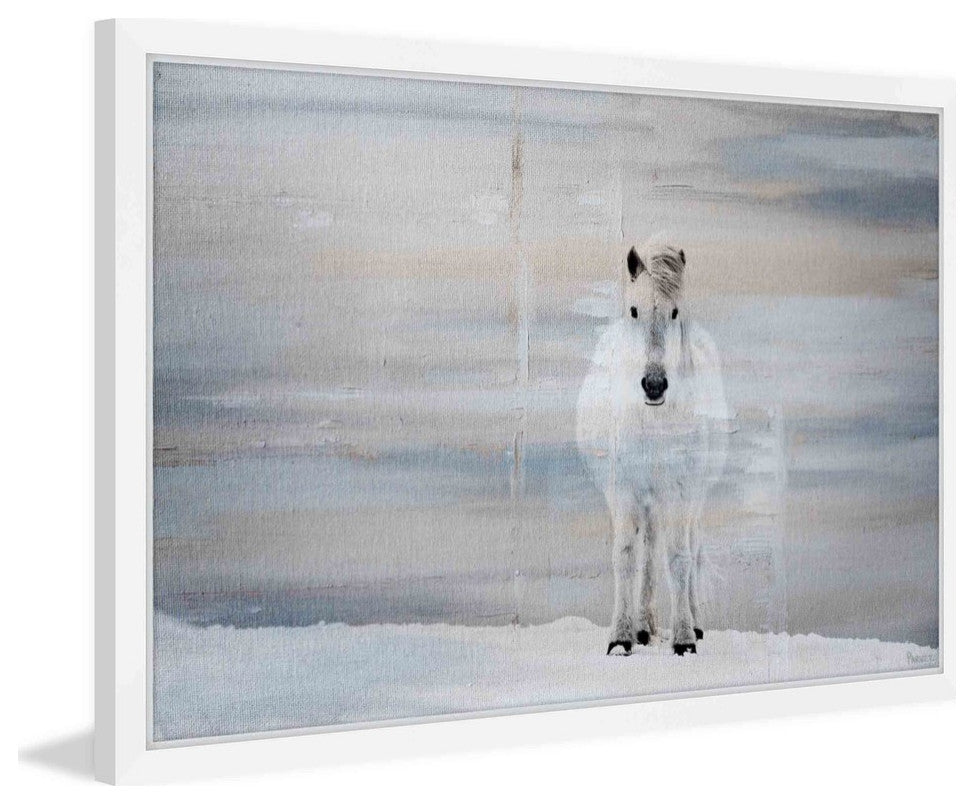 Parvez Taj "White Horse Forward" Framed Painting Print, 45"x30"