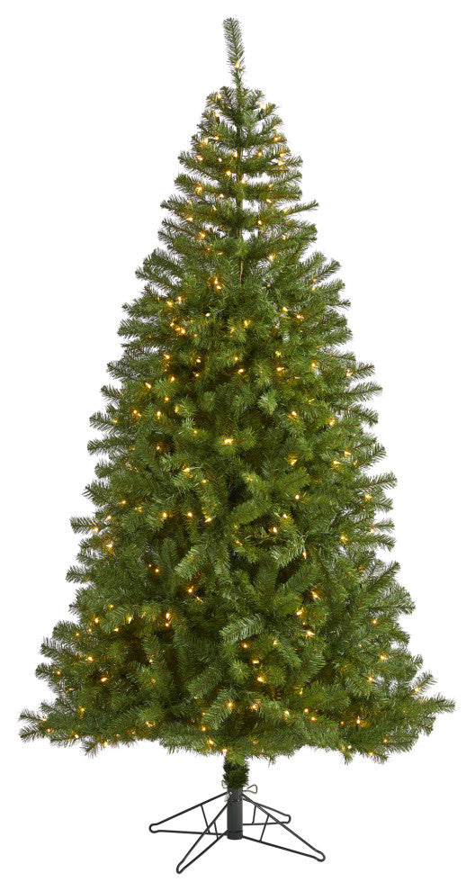 7' Springfield Faux Xmas Tree W/ 400 Warm Clear Lights and 916 Bendable Branches