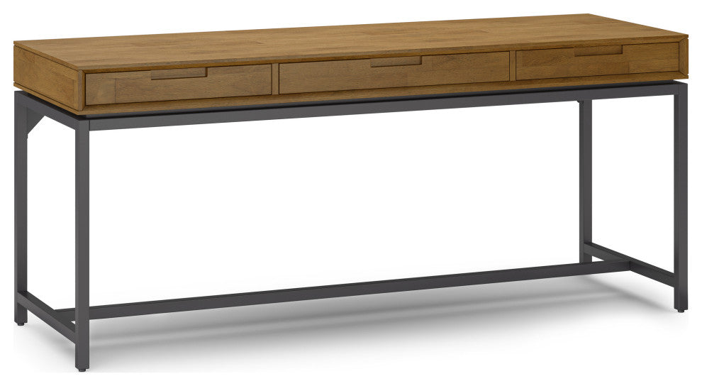 Banting Solid Hardwood Mid Century Wide Desk, Medium Saddle Brown