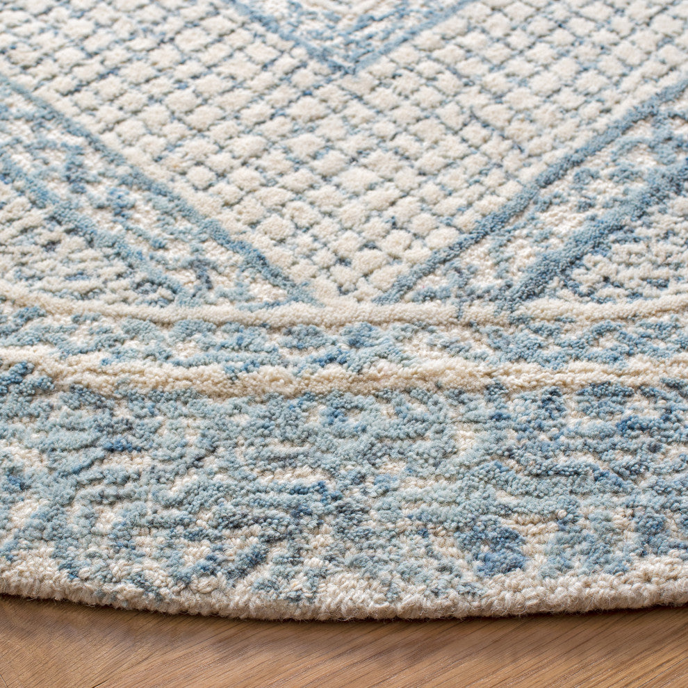 Safavieh Couture Abstract Collection, ABT345 Rug, Ivory/Blue, 6' Round