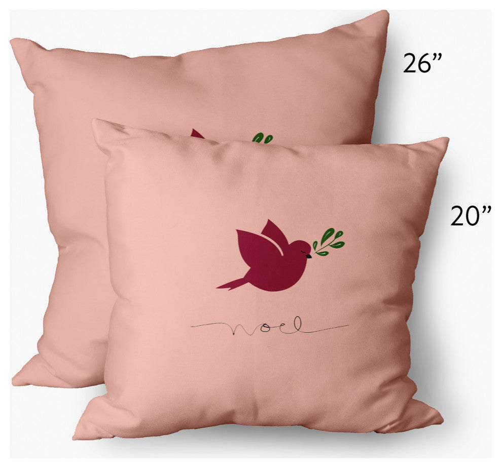 Noel Bird Decorative Throw Pillow, Pink, 14"x20"