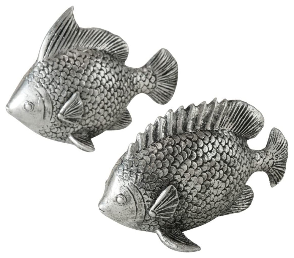 2 Piece Tarnished Fish Figurines, 6 Inches