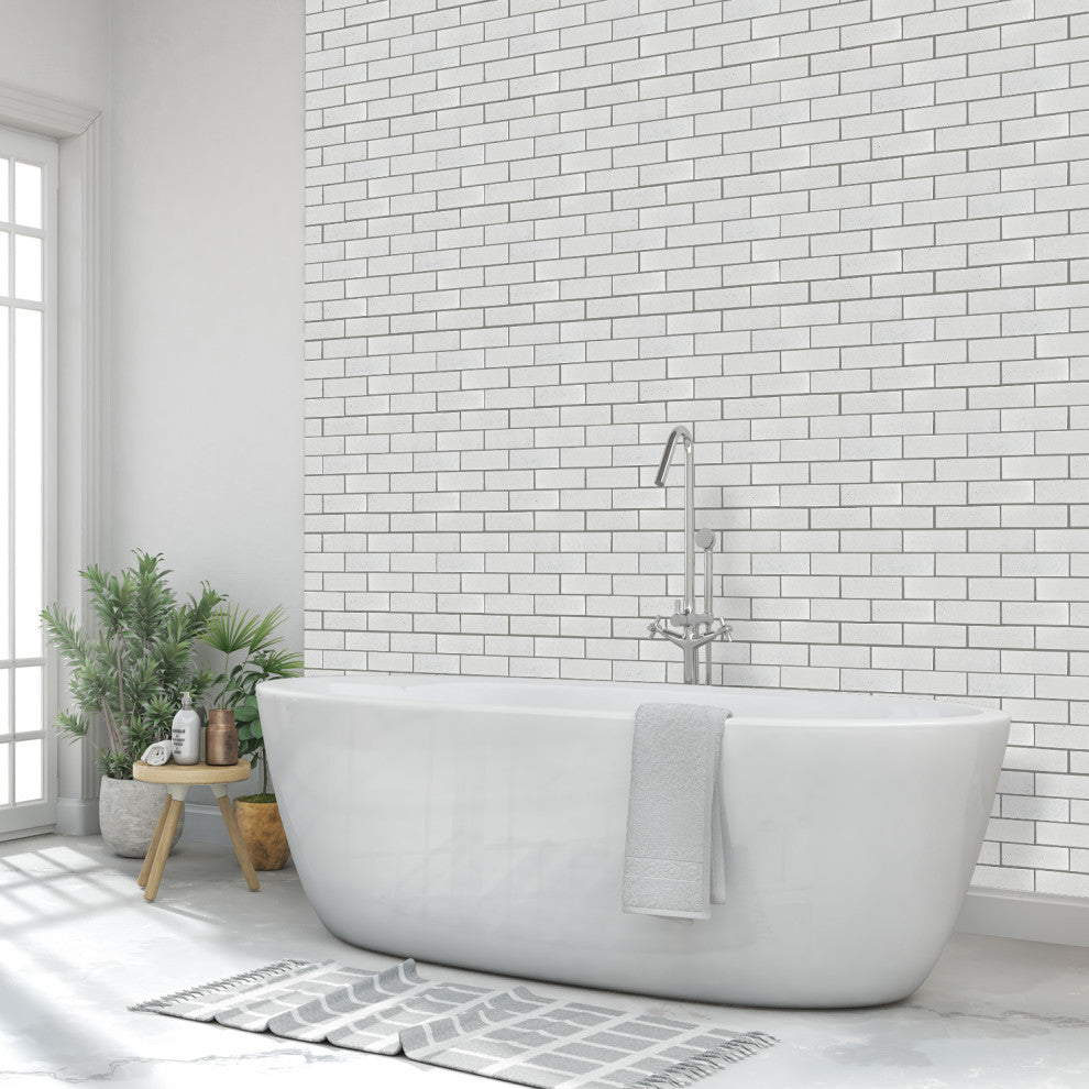 Lorca 11.18x9.84, White Subway Lava Stone Mosaic Floor/Wall Tile, Sample