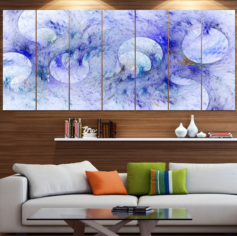 Light Blue Fractal Glass Texture, Abstract Canvas Art Print, 83"x32", 7 Panels