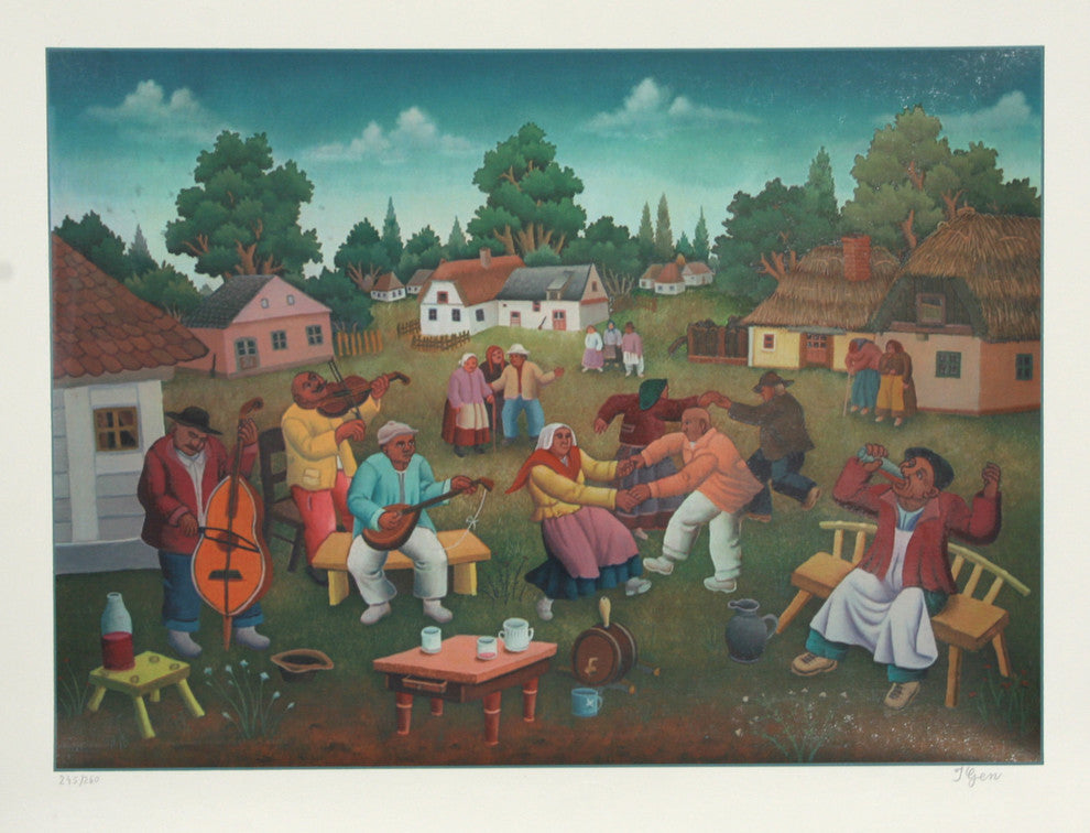 Ivan Generalic "Village Dance" Serigraph