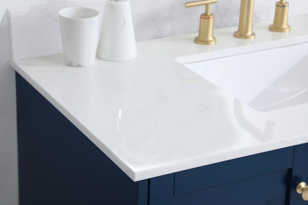 Sadie 42" Single Bathroom Vanity, Blue With Backsplash