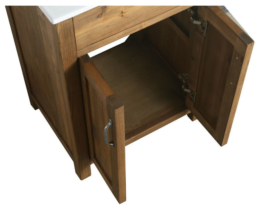 Design Element Bryson 24" Reclaimed Wood Single Sink Bathroom Vanity In Walnut