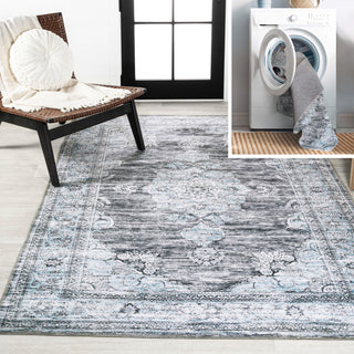 Bausch Distressed Chenille Washable Dark Gray/Blue 5 ft. x 8 ft. Area Rug