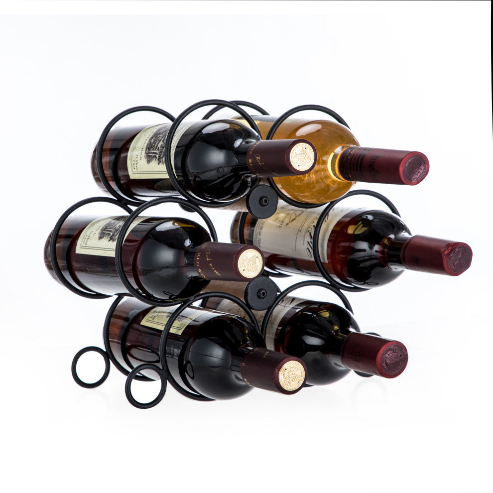 Home Zone Living Wine Rack for Countertop, Holds up to 6-Bottles, Black