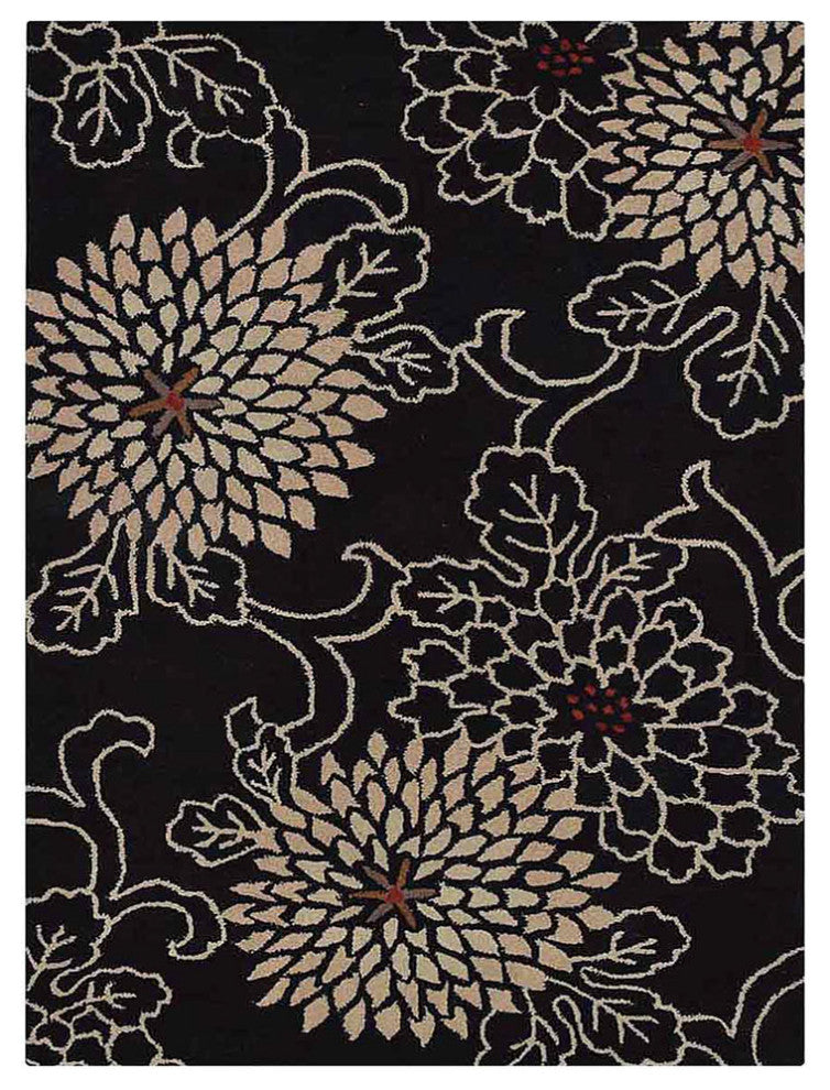 HAND TUFTED WOOL ECO-FRIENDLY AREA RUGS - Rectangle,Black,Oriental