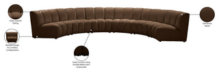 Infinity Channel Tufted Velvet Modular Chair, Brown, 6 Piece