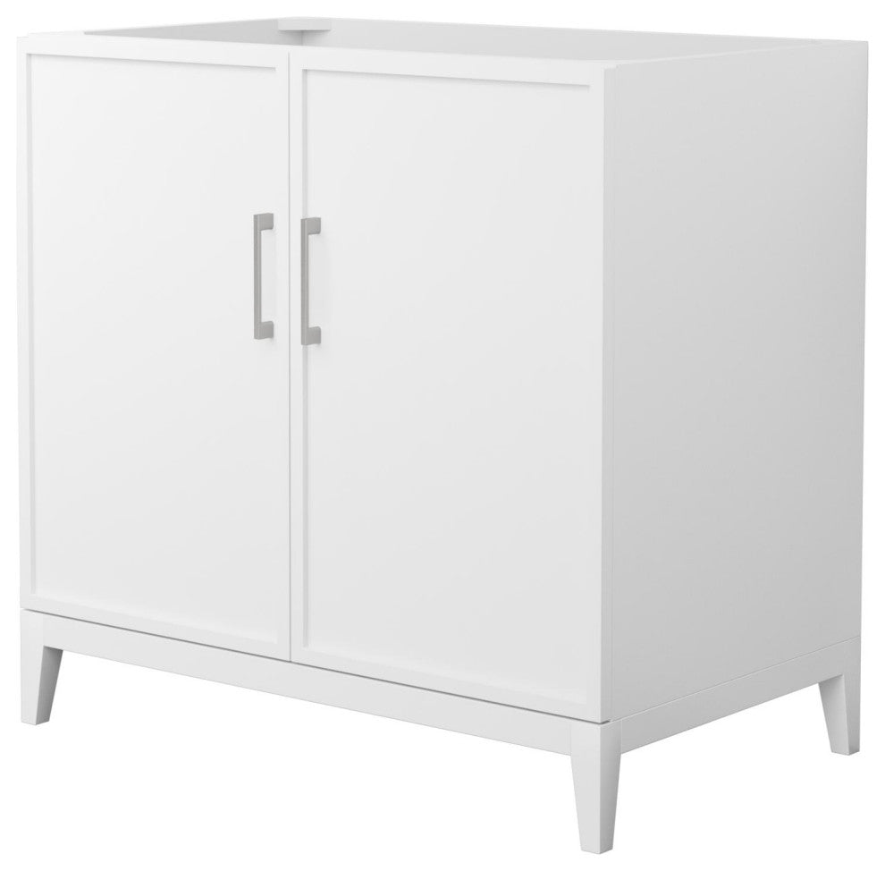Elan 36" Single Vanity, White, No Top, No Sink, Nickel Trim