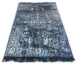5'x7 Hand Knotted Black Broken Design Tone On Tone Oriental Rug