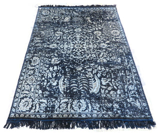5'x7 Hand Knotted Black Broken Design Tone On Tone Oriental Rug