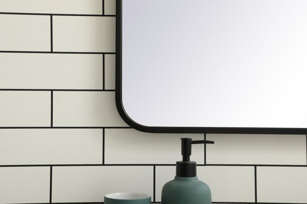 Ellis Soft Corner Metal Rectangular Mirror, Black, 27"x36"