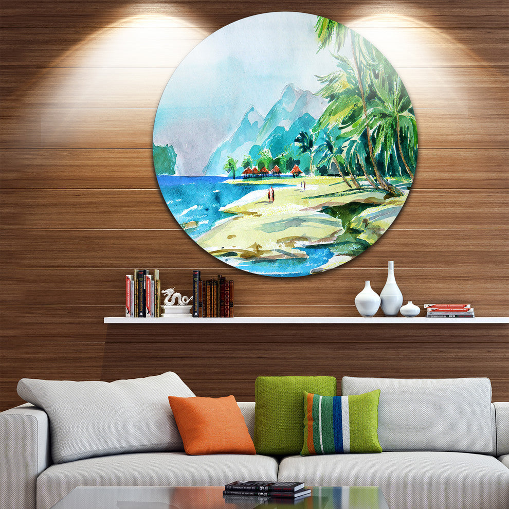 View From Shore, Landscape Round Wall Art, 11"