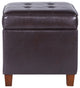 Benzara BM194129 Leatherette Ottoman With Tufted Lift Off Lid Storage, Brown