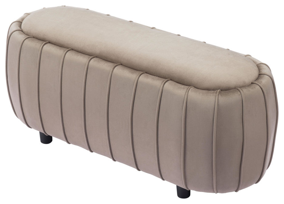 Accent Chair Bench, Fabric, Wood, Beige, Black, Lounge Cafe Lobby Hospitality