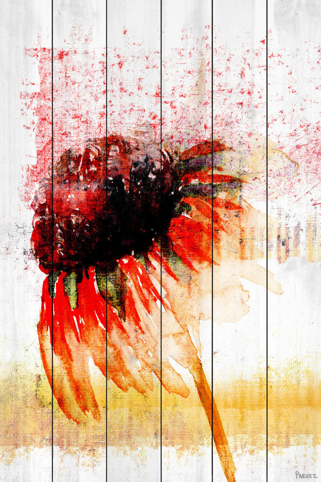 "Flower 4" UV Ink Print on White Wood, 30"x45"