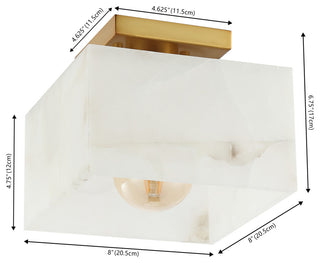 Chiara 8" 1-Light Modern Contemporary Alabaster/Iron Square LED Semi Flush Mount