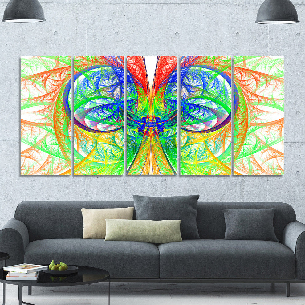 Extraordinary Fractal Green Design, Abstract Canvas Art Print, 60"x28", 5 Panels