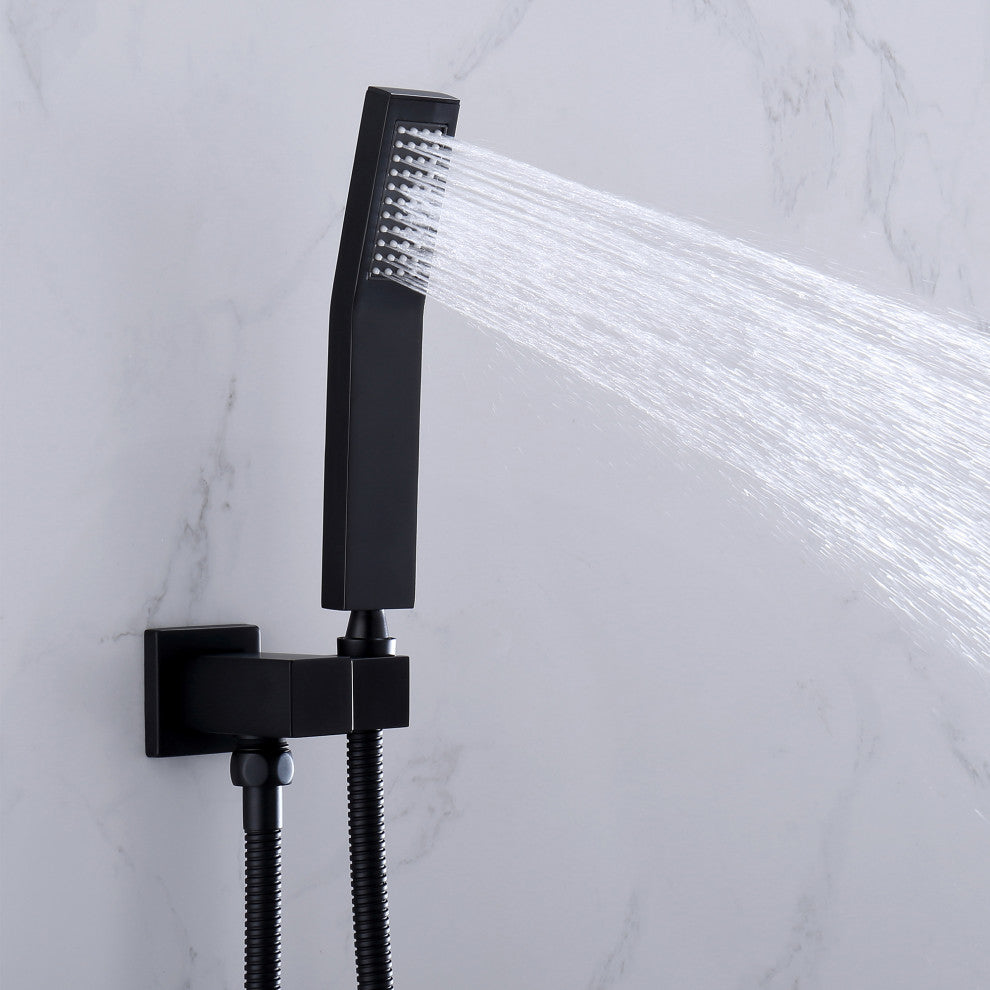 Wall Mounted Pressure Balanced Complete Shower System With Rough-In Valve, Matte