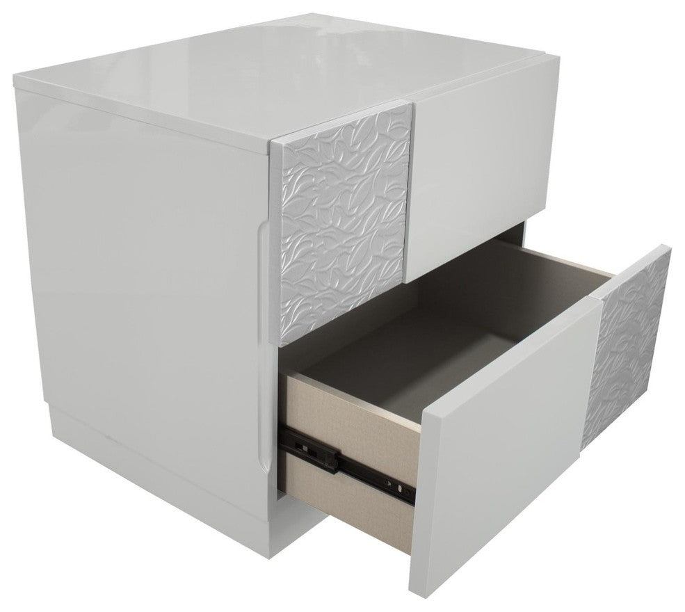 Naple, Gray Silver Line 2-Drawer Nightstand