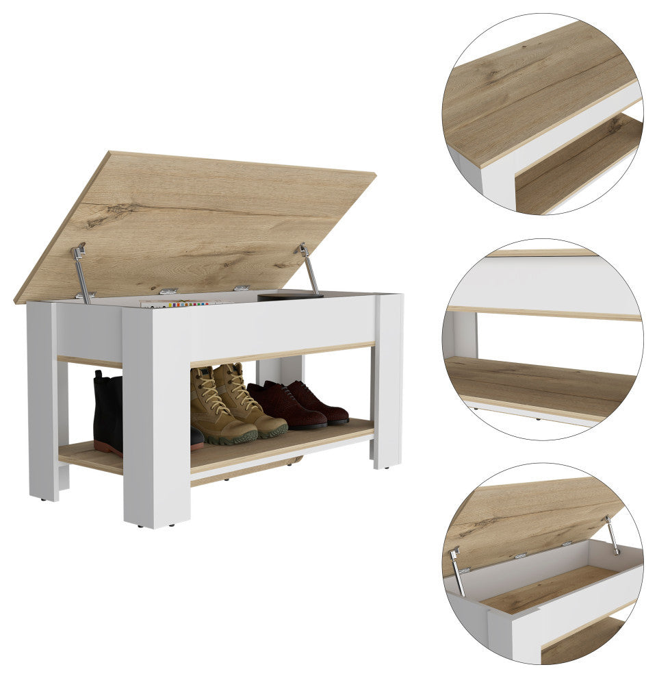Daffodil Storage Table, Light Oak-White
