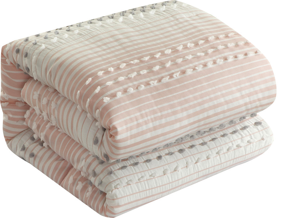 Clarion 7 Piece Comforter Set, Pink, Queen