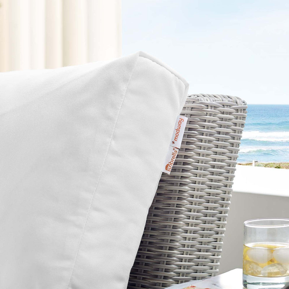 Lounge Chair, Sunbrella, Rattan, Wicker, Gray White, Modern, Outdoor Patio
