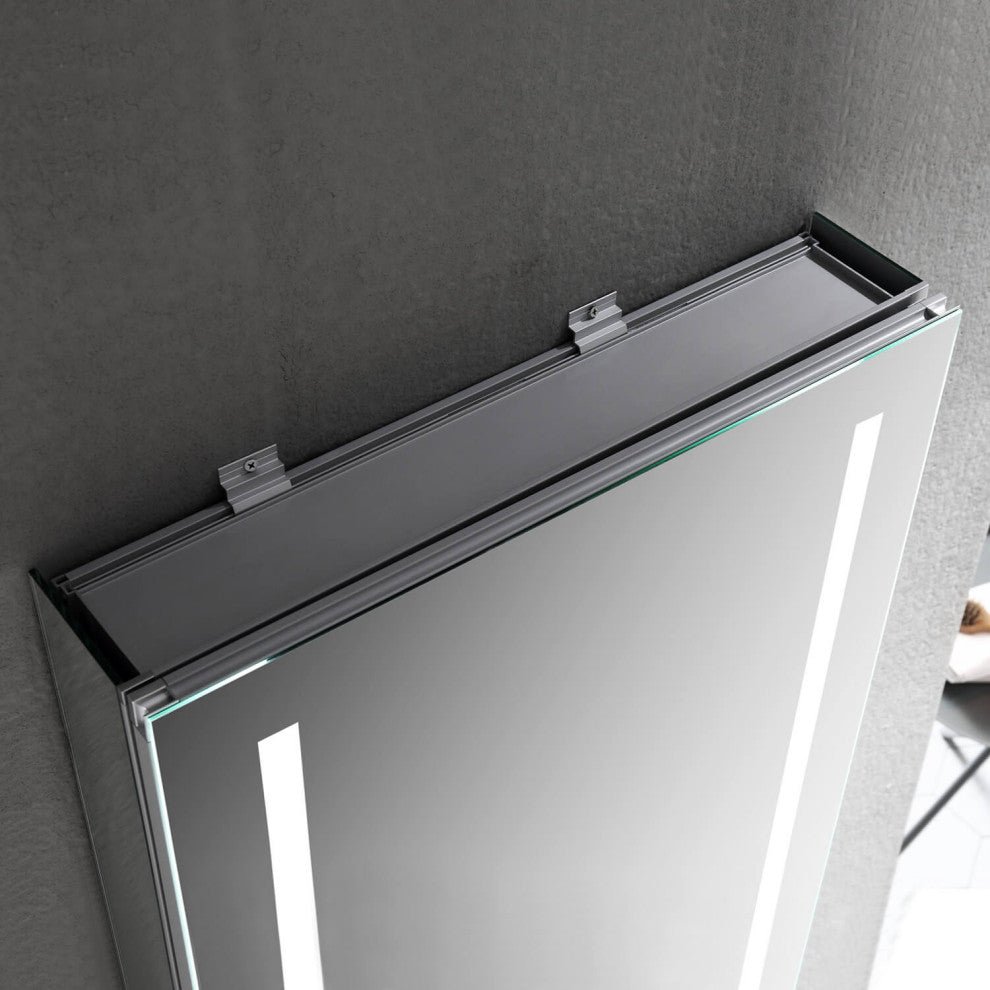 LED Mirror Medicine Cabinet With Defogger, Dimmer and Outlets, 20" Left